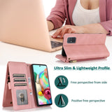 Luxury Skin Feel Multi-card Zipper Leather Case For Samsung A51