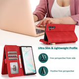 Luxury Skin Feel Multi-card Zipper Leather Case For Samsung Note10
