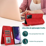 Luxury Skin Feel Multi-card Zipper Leather Case For Samsung Note20 Ultra