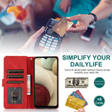Luxury Skin Feel Multi-card Zipper Leather Case For Samsung A12