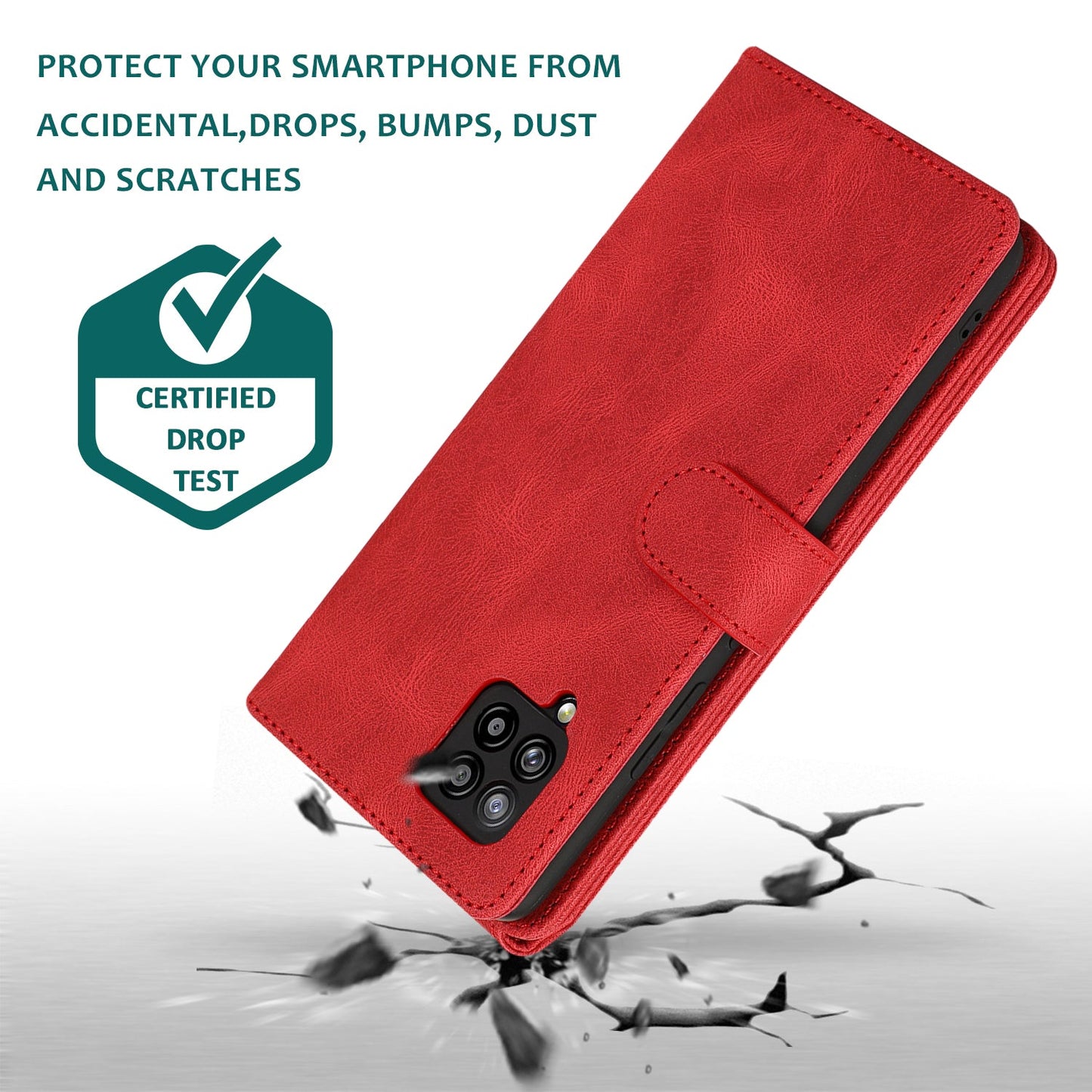 Luxury Skin Feel Multi-card Zipper Leather Case For Samsung A42