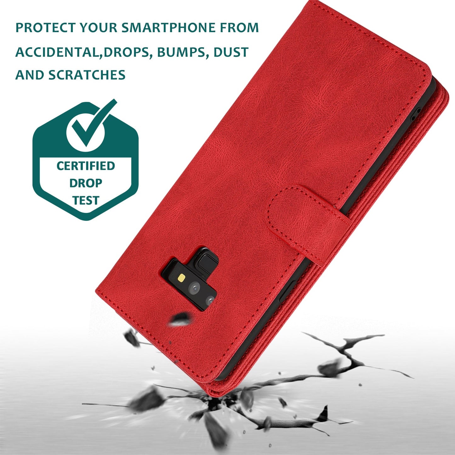 Étui en cuir de luxe multi-cartes à fermeture éclair pour Samsung Note9