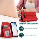 Luxury Skin Feel Multi-card Zipper Leather Case For Samsung S10