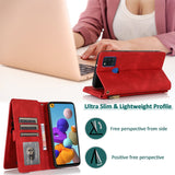 Luxury Skin Feel Multi-card Zipper Leather Case For Samsung A21S
