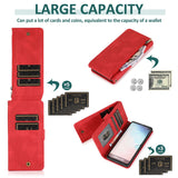 Luxury Skin Feel Multi-card Zipper Leather Case For Samsung S10