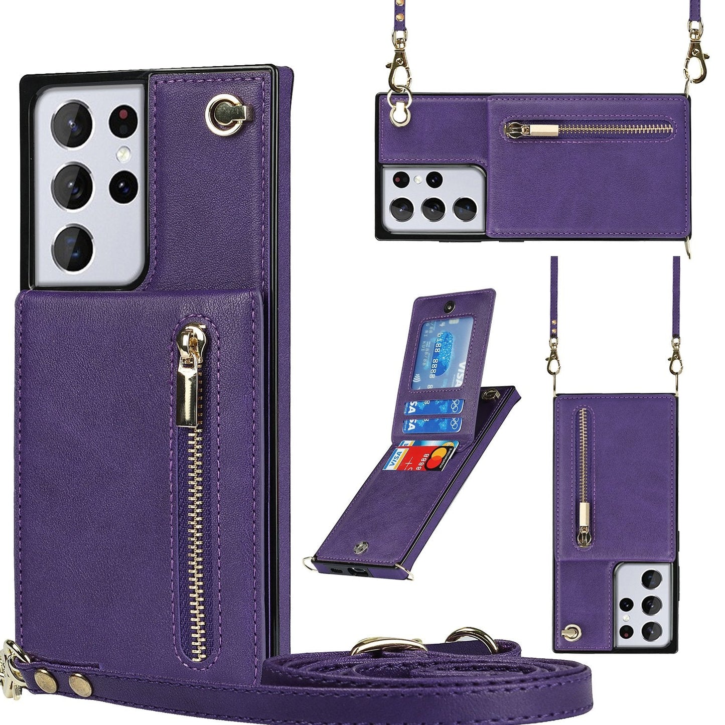 New Crossbody Zipper Wallet Phone Case For Samsung