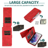 Luxury Skin Feel Multi-card Zipper Leather Case For Samsung S21FE