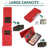 Luxury Skin Feel Multi-card Zipper Leather Case For iPhone X/XS