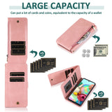 Luxury Skin Feel Multi-card Zipper Leather Case For Samsung A71