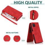 Luxury Skin Feel Multi-card Zipper Leather Case For Samsung A12