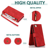 Luxury Skin Feel Multi-card Zipper Leather Case For iPhone 7/8
