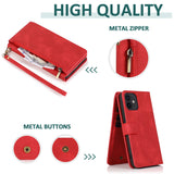 Luxury Skin Feel Multi-card Zipper Leather Case For iPhone
