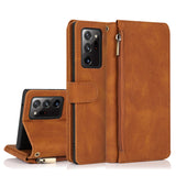Luxury Skin Feel Multi-card Zipper Leather Case For Samsung Note20 Ultra