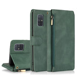Luxury Skin Feel Multi-card Zipper Leather Case For Samsung A71