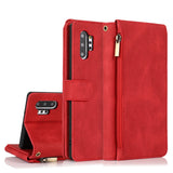 Luxury Skin Feel Multi-card Zipper Leather Case For Samsung Note10 Plus