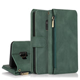 Luxury Skin Feel Multi-card Zipper Leather Case For Samsung S9