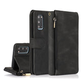 Luxury Skin Feel Multi-card Zipper Leather Case For Samsung S20