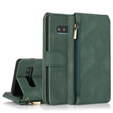 Luxury Skin Feel Multi-card Zipper Leather Case For Samsung S10