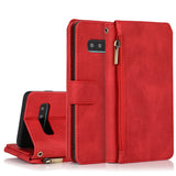 Luxury Skin Feel Multi-card Zipper Leather Case For Samsung S10