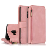 Luxury Skin Feel Multi-card Zipper Leather Case For Samsung S9