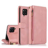 Luxury Skin Feel Multi-card Zipper Leather Case For Samsung A42