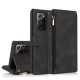 Luxury Skin Feel Multi-card Zipper Leather Case For Samsung Note20 Ultra