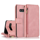 Luxury Skin Feel Multi-card Zipper Leather Case For Samsung S10