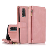 Luxury Skin Feel Multi-card Zipper Leather Case For Samsung S20