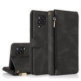 Luxury Skin Feel Multi-card Zipper Leather Case For Samsung A42