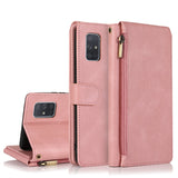 Luxury Skin Feel Multi-card Zipper Leather Case For Samsung A71