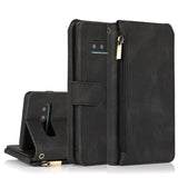 Luxury Skin Feel Multi-card Zipper Leather Case For Samsung S10