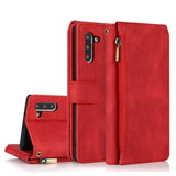 Luxury Skin Feel Multi-card Zipper Leather Case For Samsung Note10