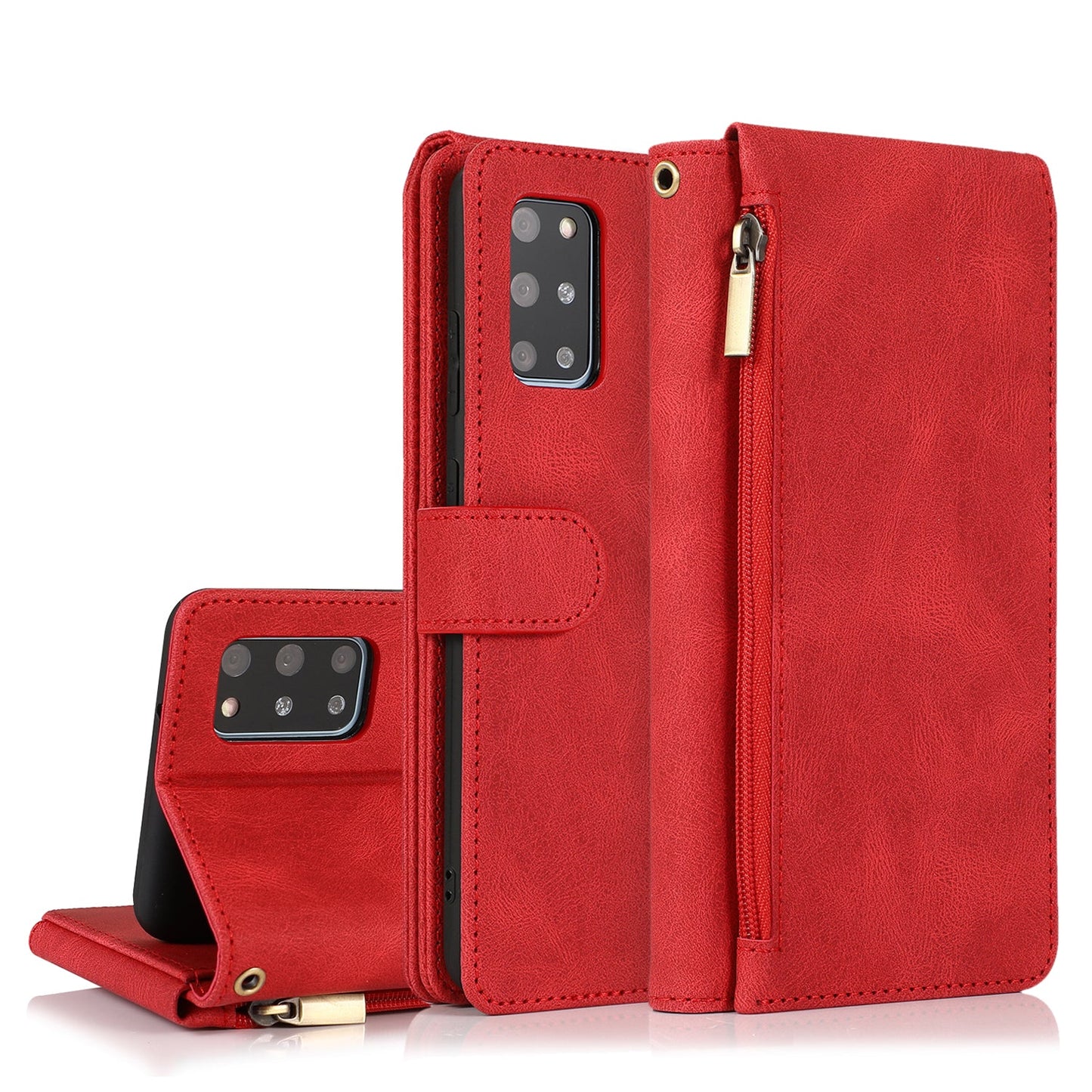 Luxury Skin Feel Multi-card Zipper Leather Case For Samsung S20 Plus
