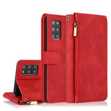 Luxury Skin Feel Multi-card Zipper Leather Case For Samsung S20 Plus