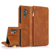 Luxury Skin Feel Multi-card Zipper Leather Case For Samsung Note10 Plus