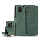 Luxury Skin Feel Multi-card Zipper Leather Case For Samsung A42