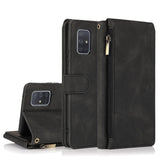 Luxury Skin Feel Multi-card Zipper Leather Case For Samsung A51