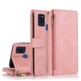 Luxury Skin Feel Multi-card Zipper Leather Case For Samsung A21S