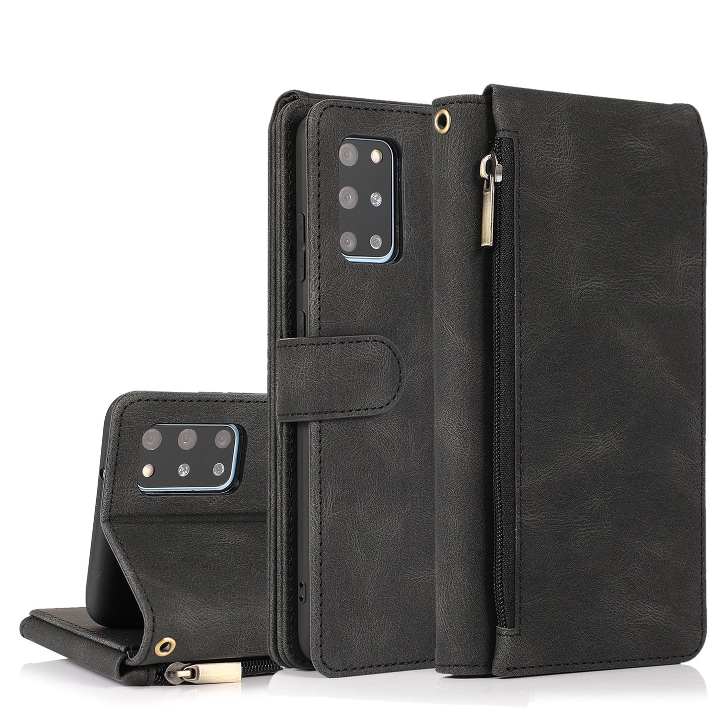 Luxury Skin Feel Multi-card Zipper Leather Case For Samsung S20 Plus