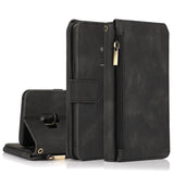 Luxury Skin Feel Multi-card Zipper Leather Case For Samsung S9