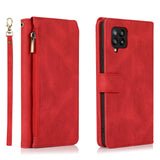 Luxury Skin Feel Multi-card Zipper Leather Case For Samsung A42