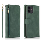 Luxury Skin Feel Multi-card Zipper Leather Case For iPhone