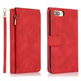 Luxury Skin Feel Multi-card Zipper Leather Case For iPhone 7 Plus/8 Plus