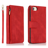 Luxury Skin Feel Multi-card Zipper Leather Case For iPhone 7/8