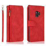 Luxury Skin Feel Multi-card Zipper Leather Case For Samsung S9