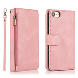 Luxury Skin Feel Multi-card Zipper Leather Case For iPhone SE 2020