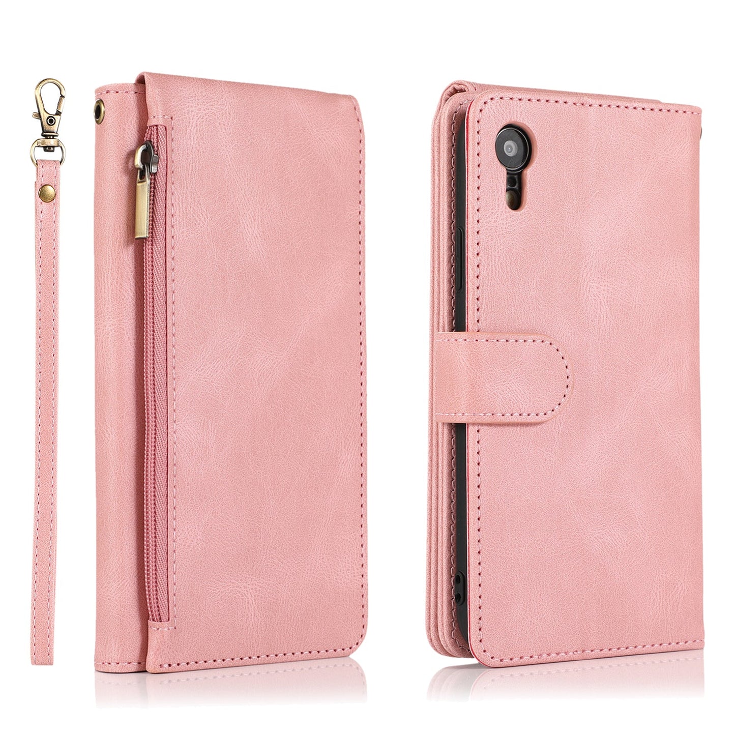 Luxury Skin Feel Multi-card Zipper Leather Case For iPhone XR