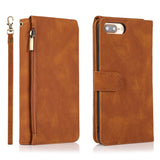 Luxury Skin Feel Multi-card Zipper Leather Case For iPhone 7 Plus/8 Plus