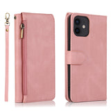 Luxury Skin Feel Multi-card Zipper Leather Case For iPhone