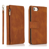 Luxury Skin Feel Multi-card Zipper Leather Case For iPhone 7/8
